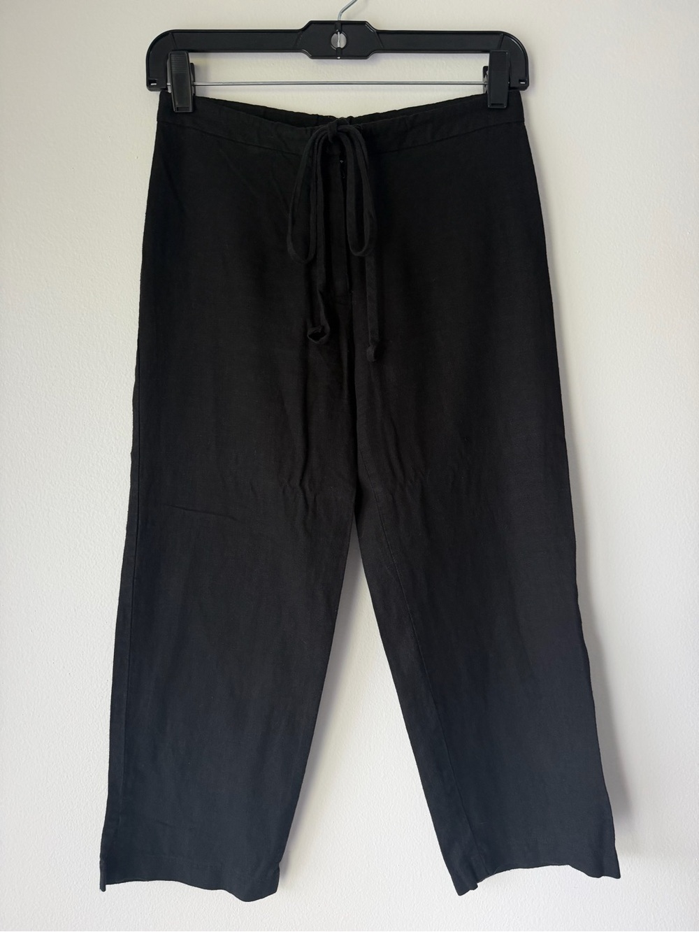 Women’s Black Drawstring Linen Blend Pants